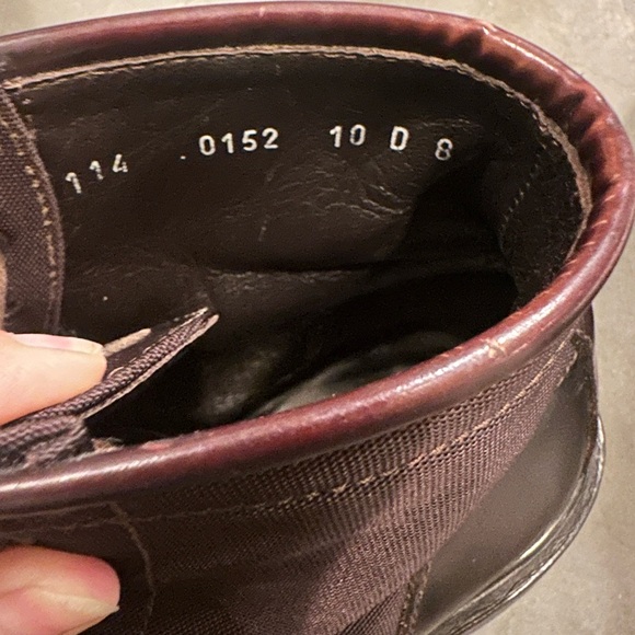 Gucci Vintage Sz 9 1/2D Chukka High Cut Brown Leather& Canvas Lug Sole Boots - Picture 7 of 13